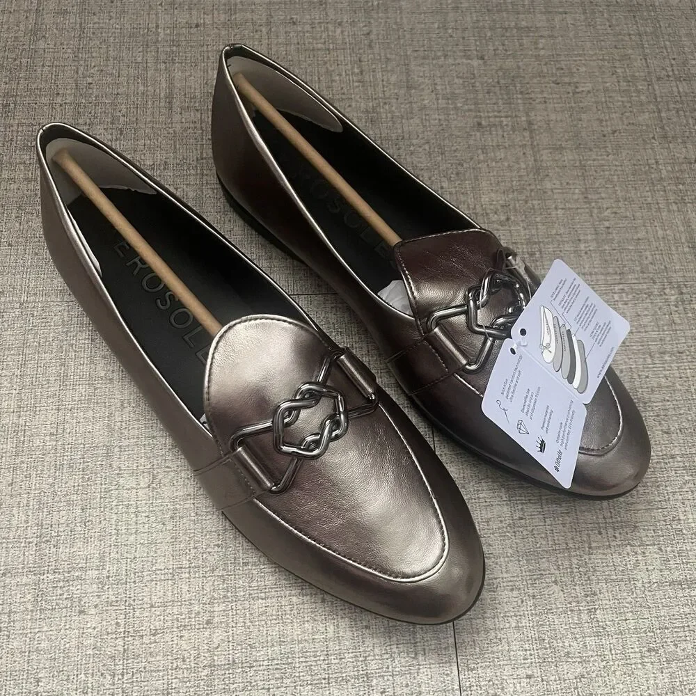 AEROSOLES Borgio Loafer‎ Flat Size 10.5 Graphite NEW Career Modern Work Comfort